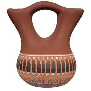 J Platero Native Navajo Etched Art Pottery Mini Wedding Vase Signed Numbered